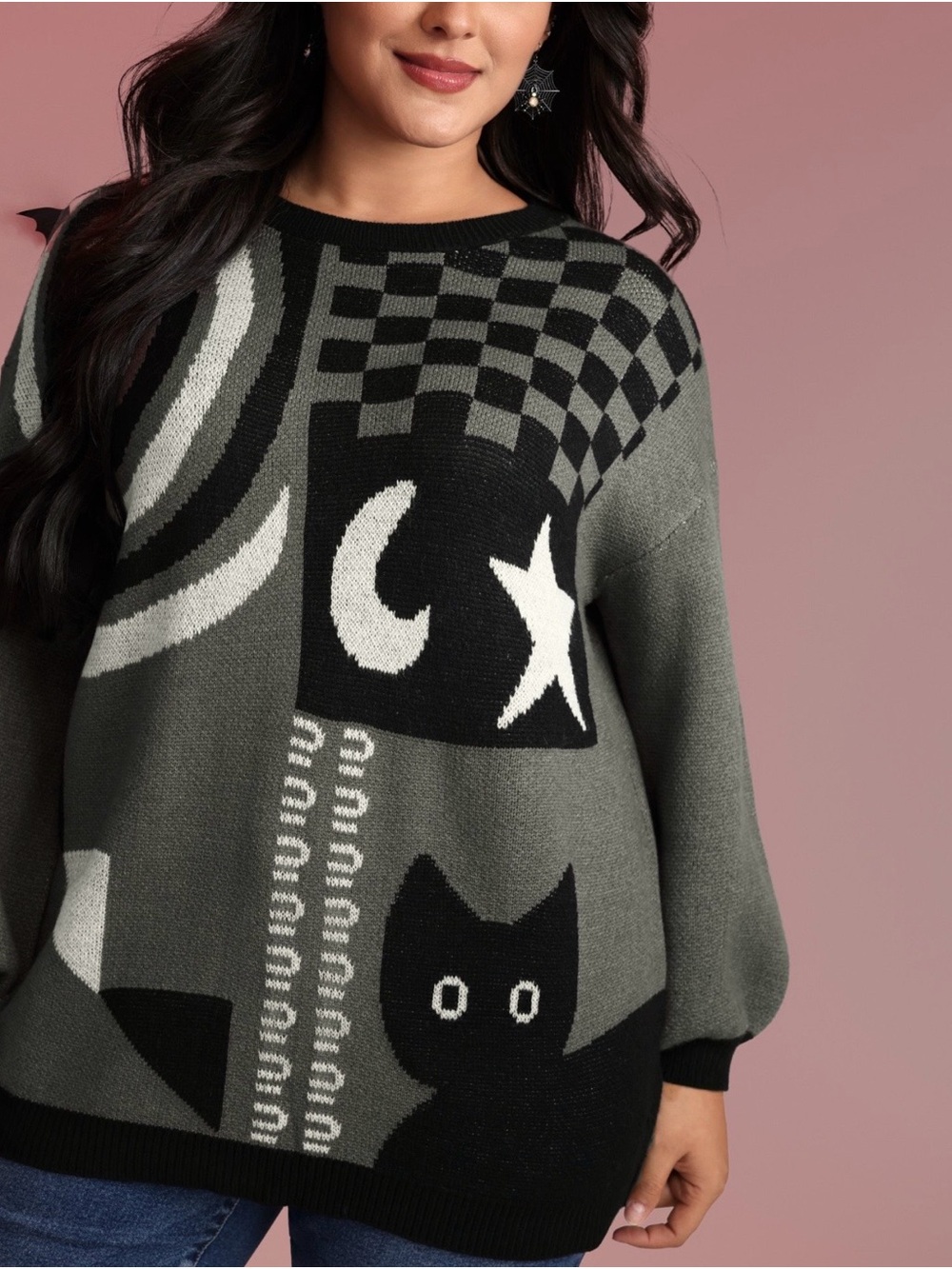 BloomChic Graphic Cat Crewneck Sweater size 2X (18-20)